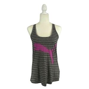 Puma gray black purple stripes racerback  active tank top women's size S